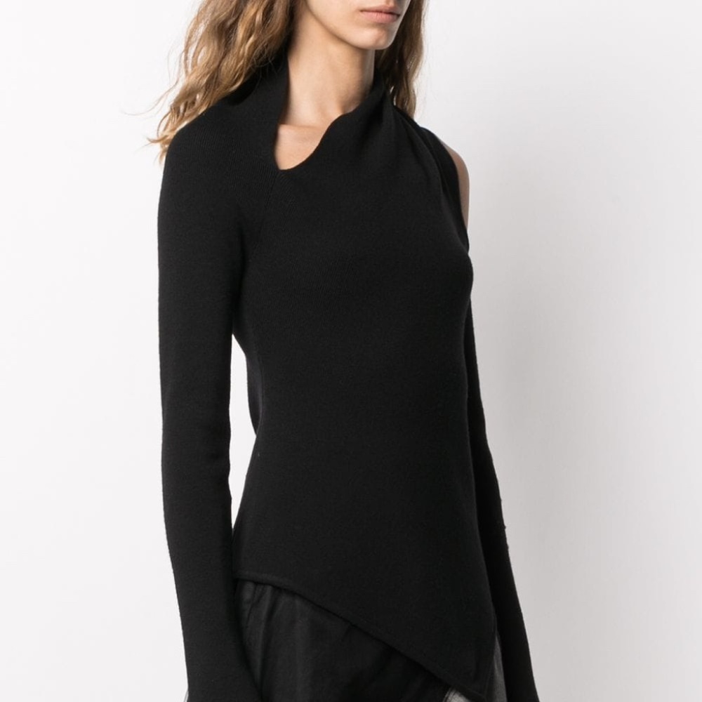 Monse Black Asymmetric Cut-Out Wool Sweater sz S
